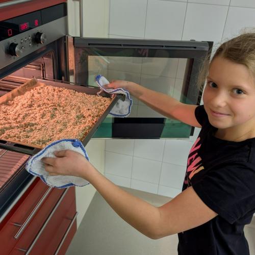 Granola in den Backofen