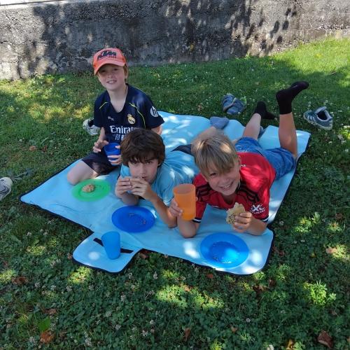 Kinder auf Picknickdecke